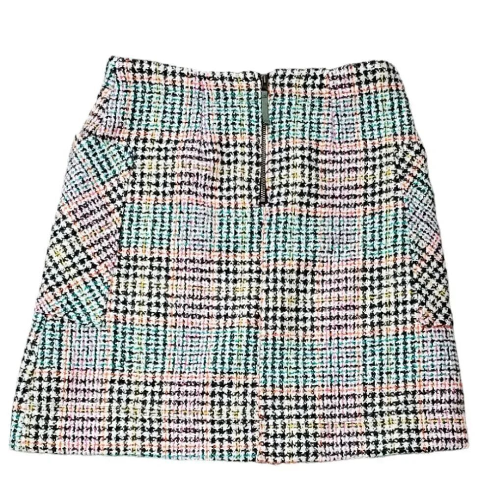 Maeve Coral, Gray, Green & Orange Plaid Tweed Skirt - Picture 2 of 7
